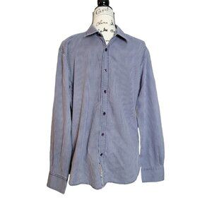 SMOG Men's Fashion Slim Fit Striped Dress Shirt Button Down - Size Large